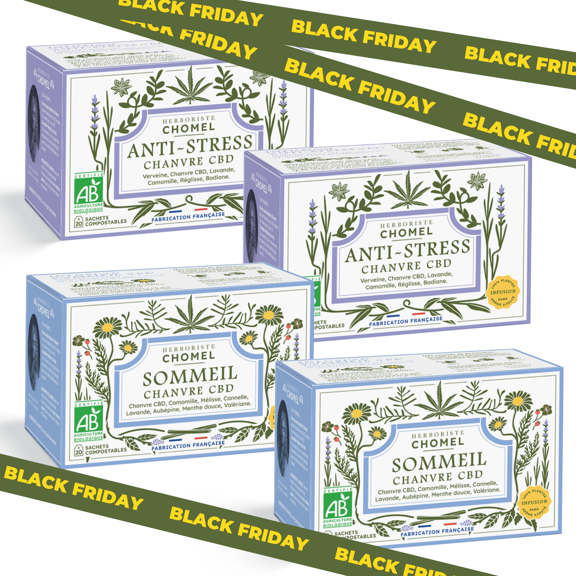 Pack Black Friday - 40 infusettes Sommeil + 40 infusettes Anti-Stress, livraison offerte